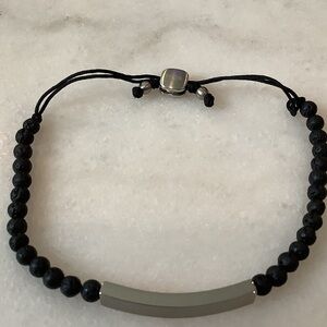 Fossil Black Cord Bracelet with Silver Slider, Brand New